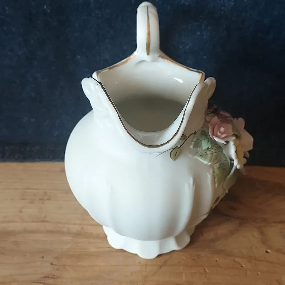 Lefton China hand painted porcelain pitcher creamer Vintage Antique collectible